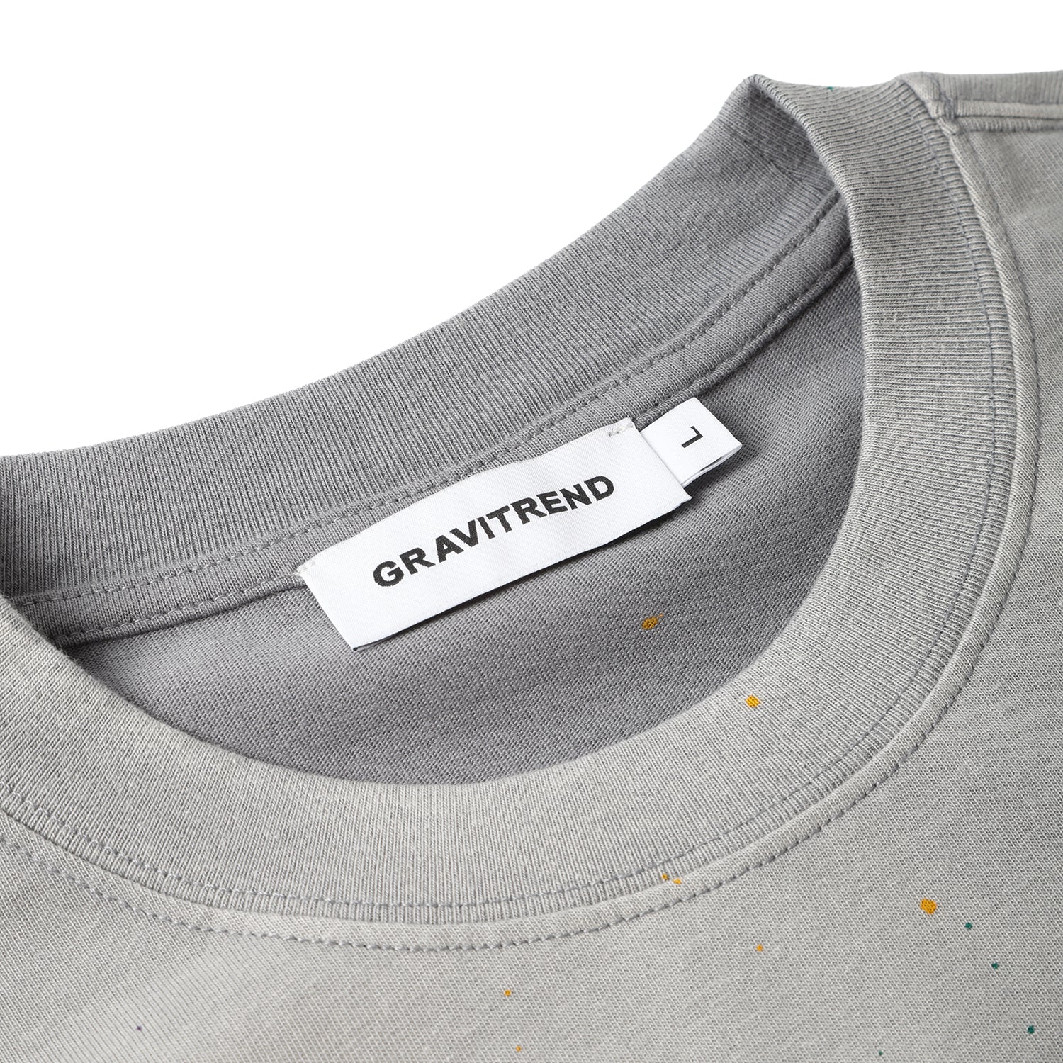 270G Light Grey Distreeted Color Splatter Ink Short Sleeve T Shirt
