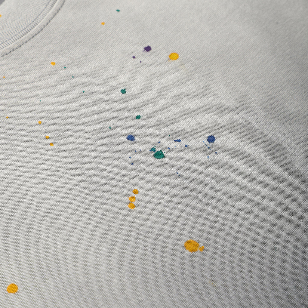 270G Light Grey Distreeted Color Splatter Ink Short Sleeve T Shirt
