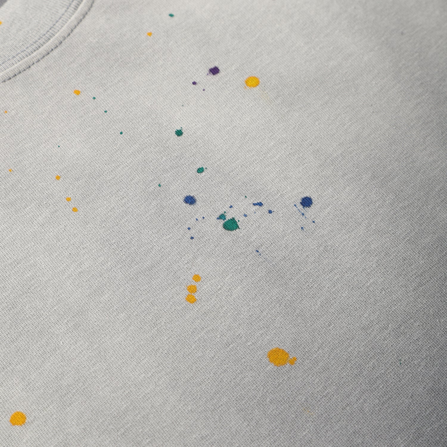270G Light Grey Distreeted Color Splatter Ink Short Sleeve T Shirt