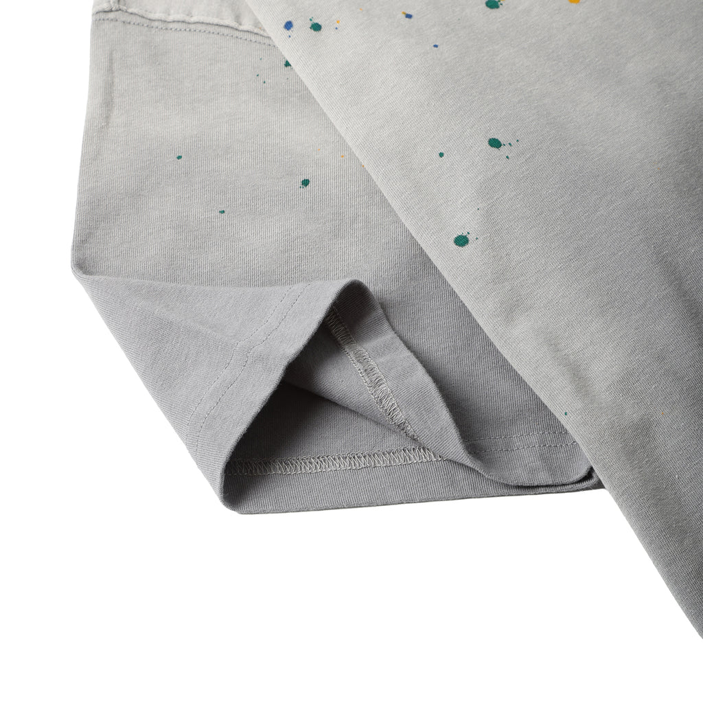 270G Light Grey Distreeted Color Splatter Ink Short Sleeve T Shirt