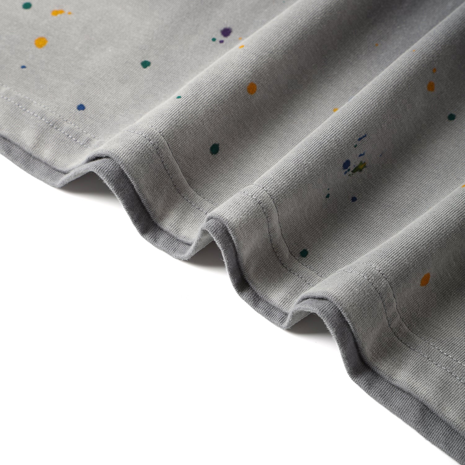 270G Light Grey Distreeted Color Splatter Ink Short Sleeve T Shirt