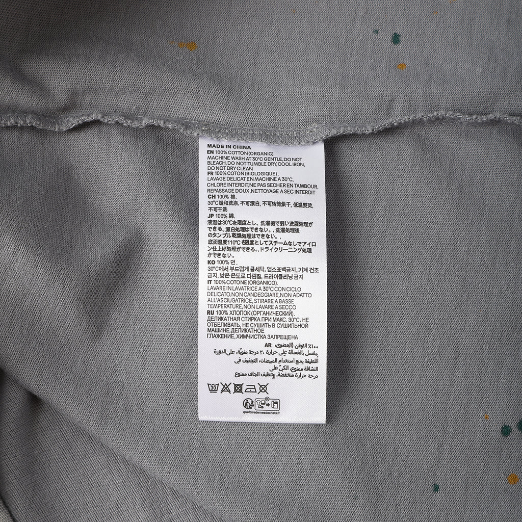 270G Light Grey Distreeted Color Splatter Ink Short Sleeve T Shirt