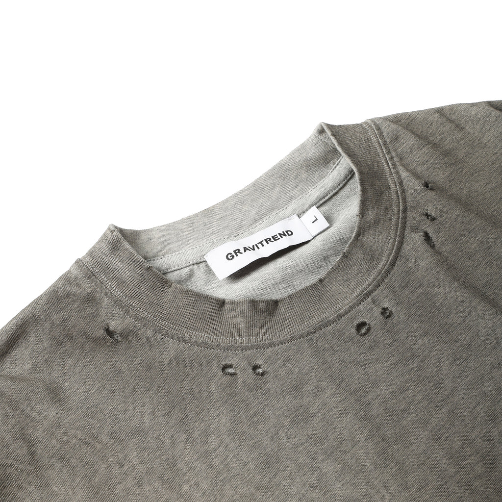 250G Heather Gray Spray Dyed Destroyed Short Sleeve T Shirts