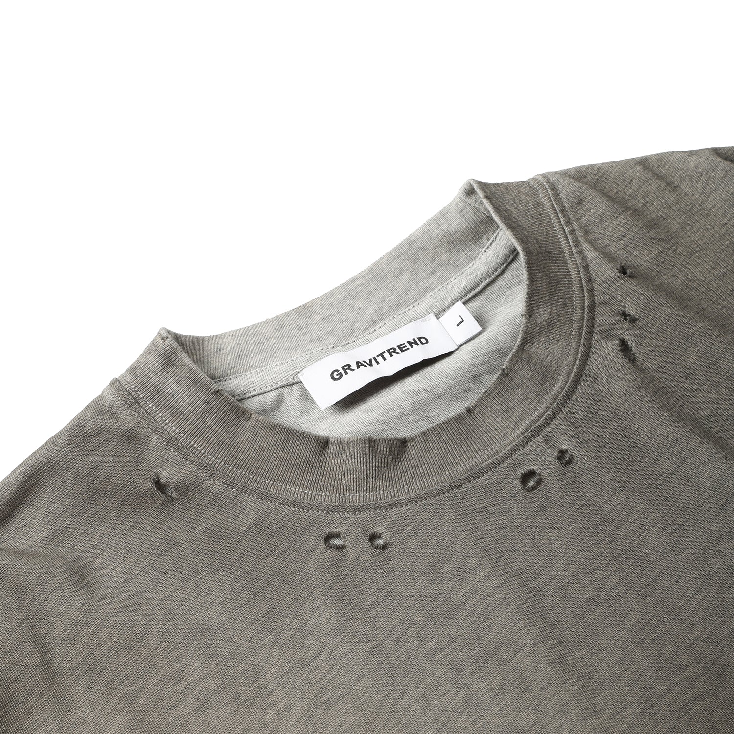 250G Heather Gray Spray Dyed Destroyed Short Sleeve T Shirts