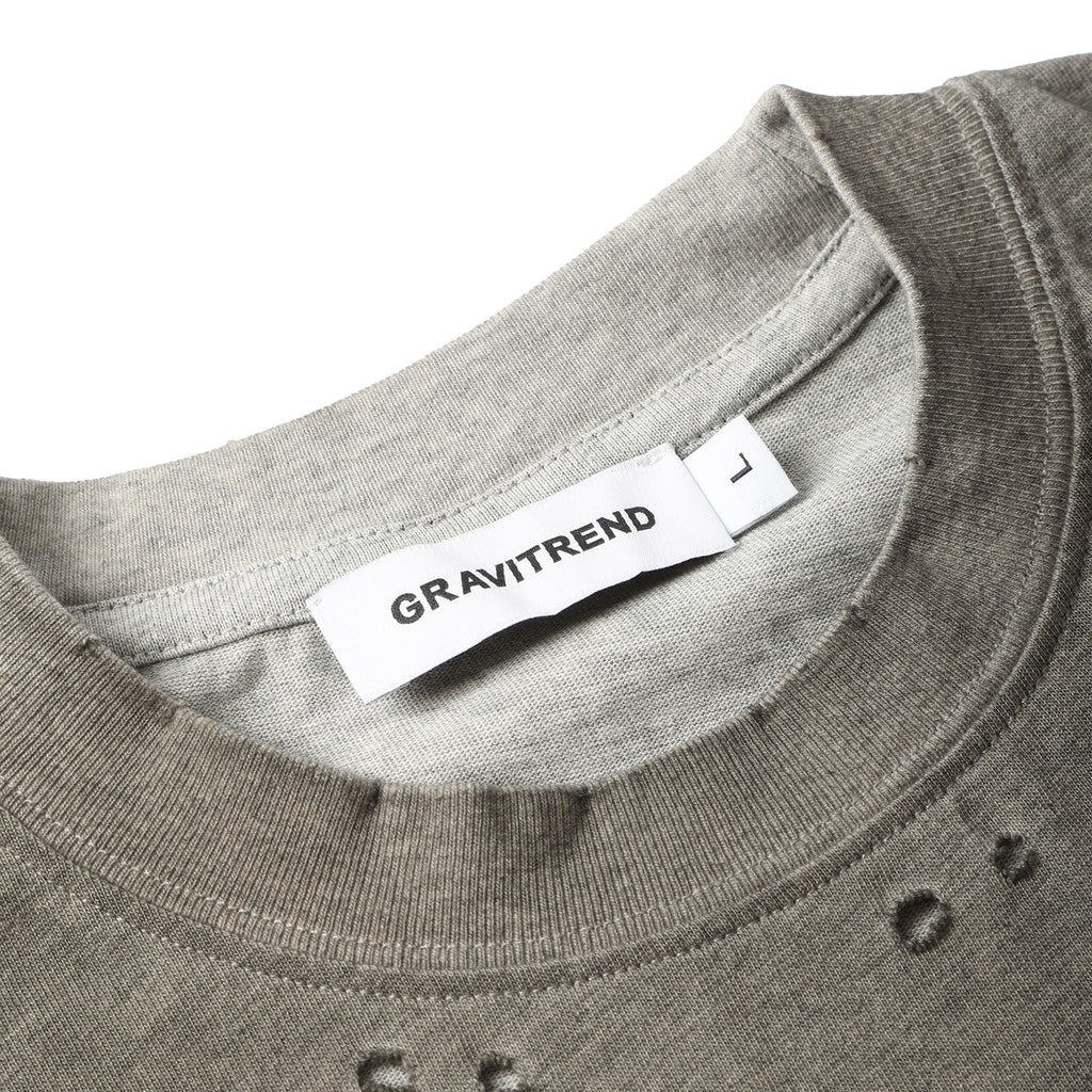250G Heather Gray Spray Dyed Destroyed Short Sleeve T Shirts