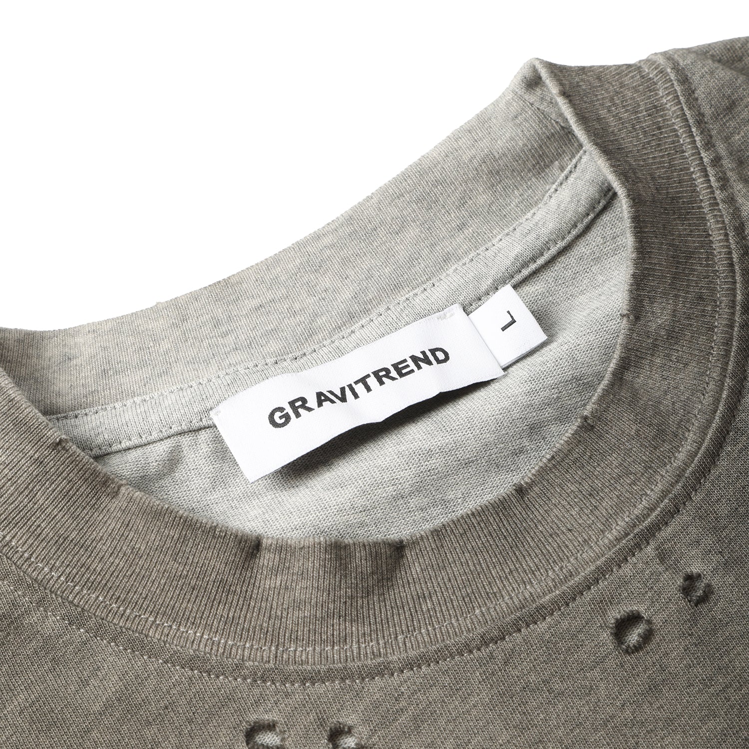 250G Heather Gray Spray Dyed Destroyed Short Sleeve T Shirts