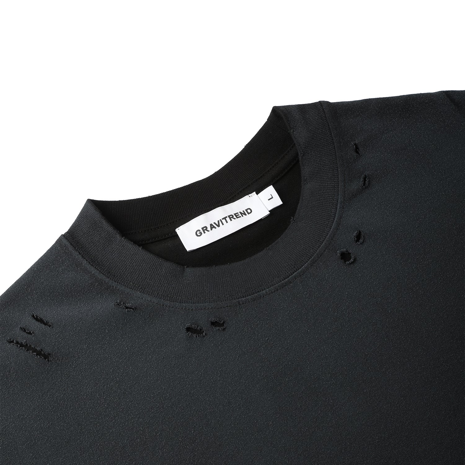 250G Black Spray Dyed Destroyed Short Sleeve T Shirts
