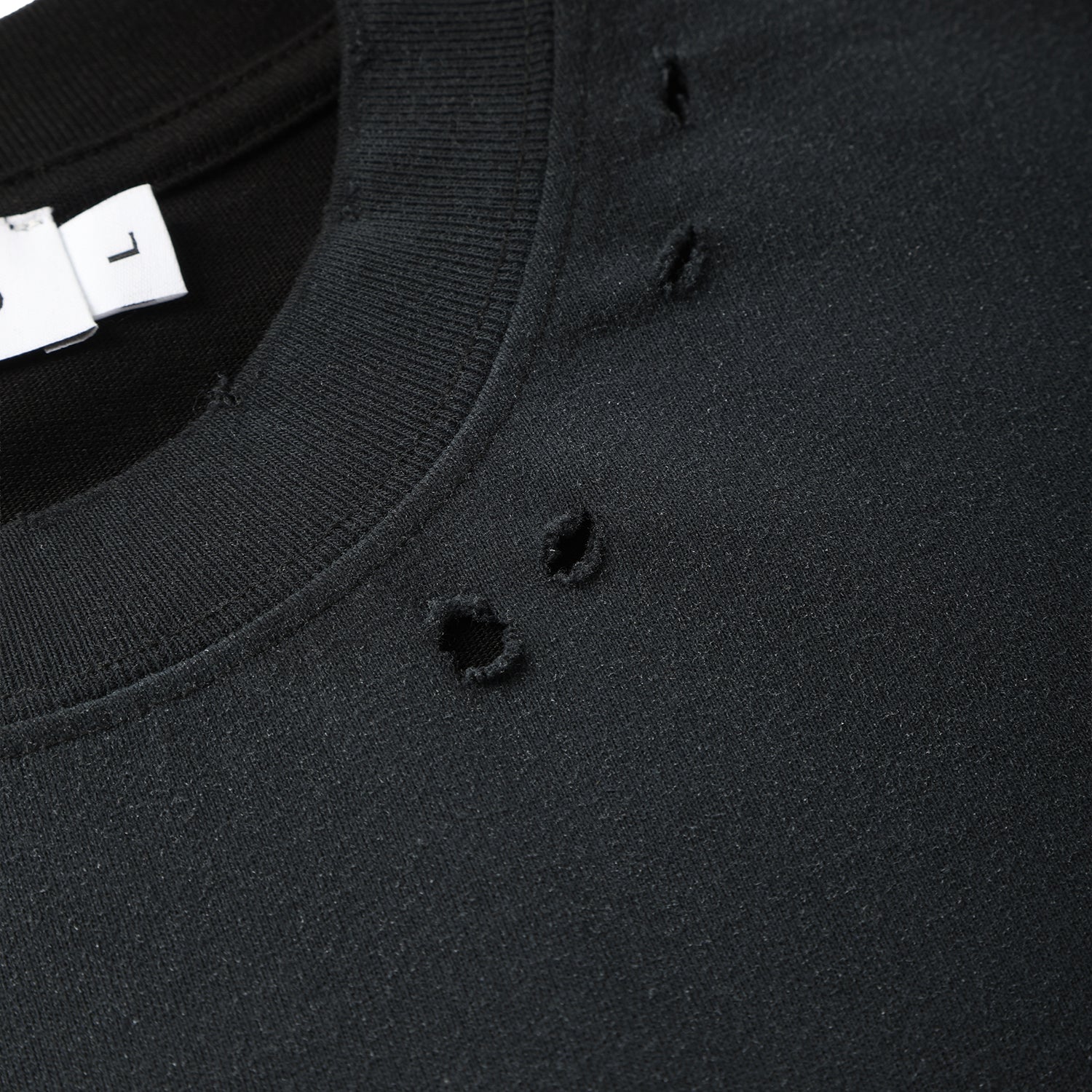 250G Black Spray Dyed Destroyed Short Sleeve T Shirts