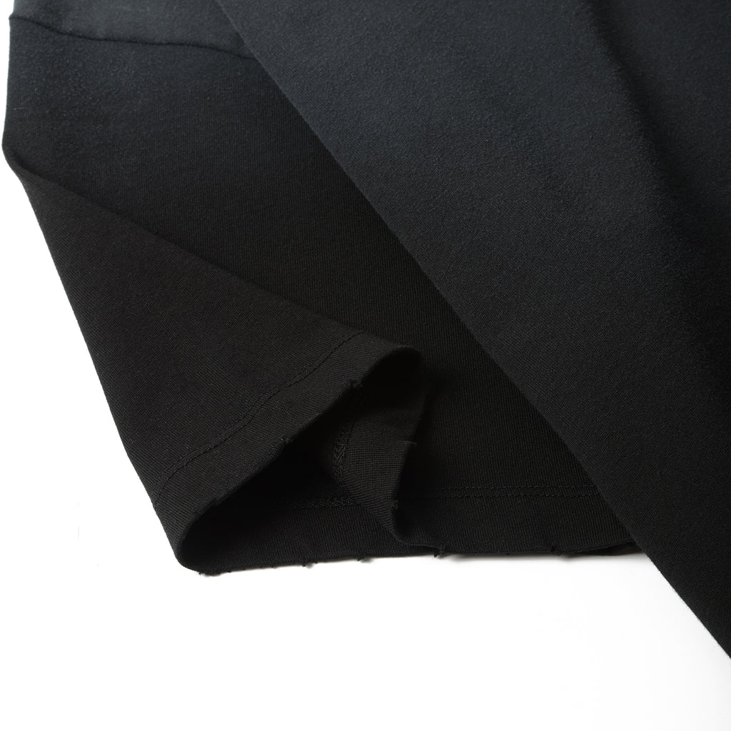250G Black Spray Dyed Destroyed Short Sleeve T Shirts