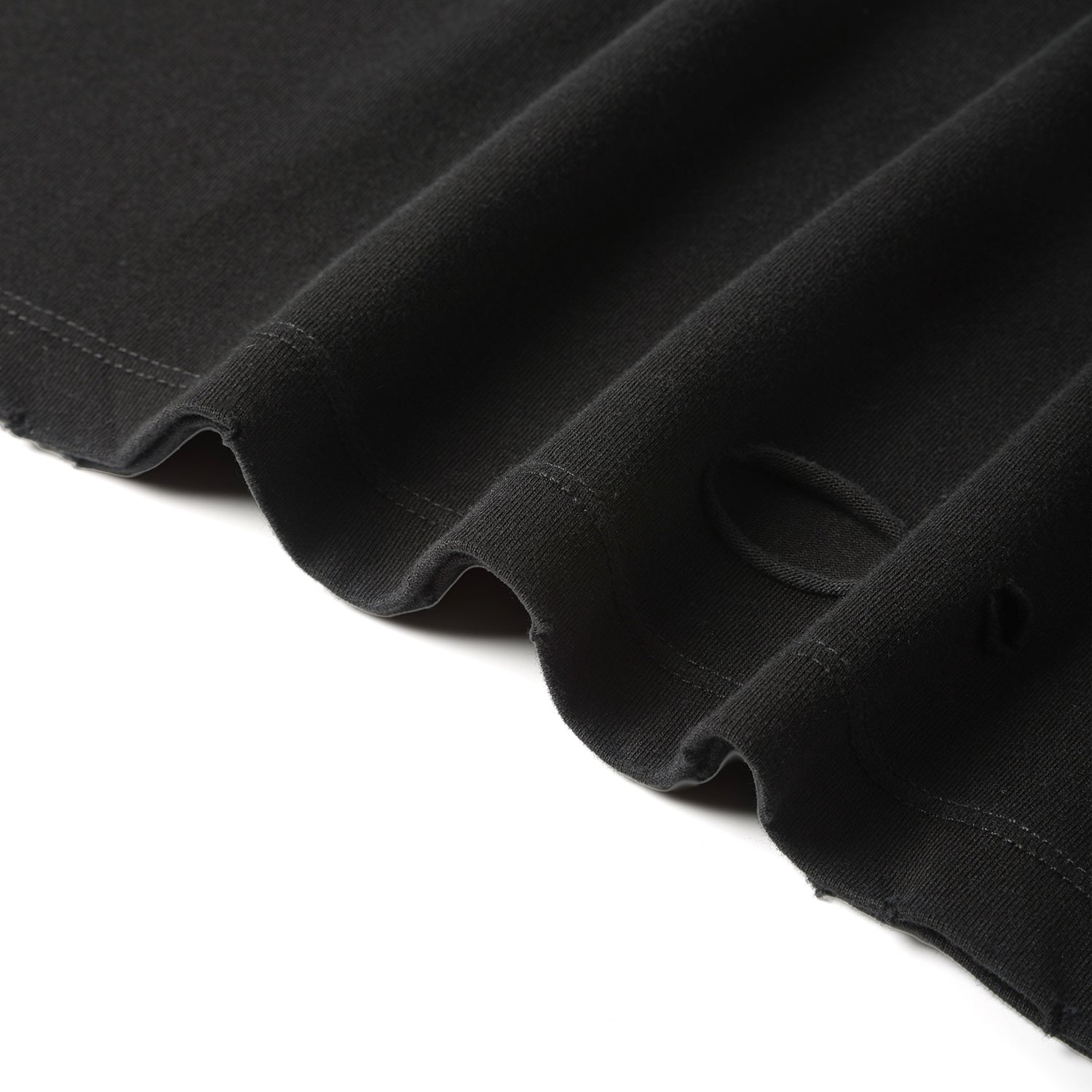 250G Black Spray Dyed Destroyed Short Sleeve T Shirts