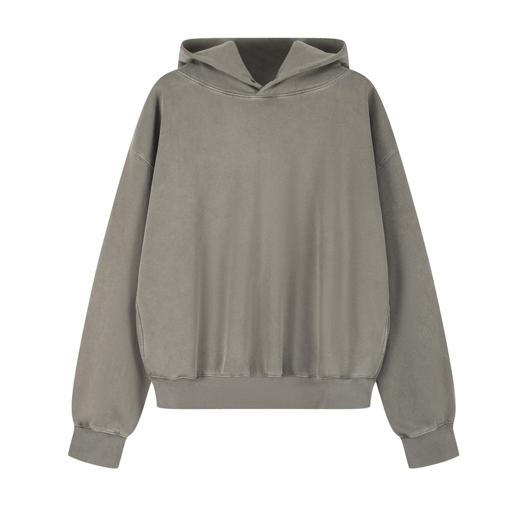 350G Concrete Grey Fleece Solid Unisex Causal Hoodie