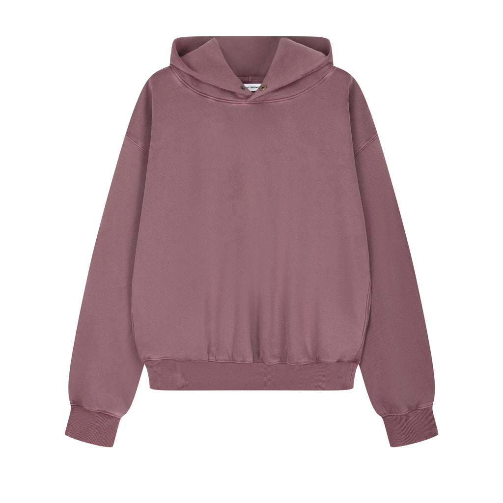 350G Vintage Red Fleece Solid Unisex Causal Hoodie