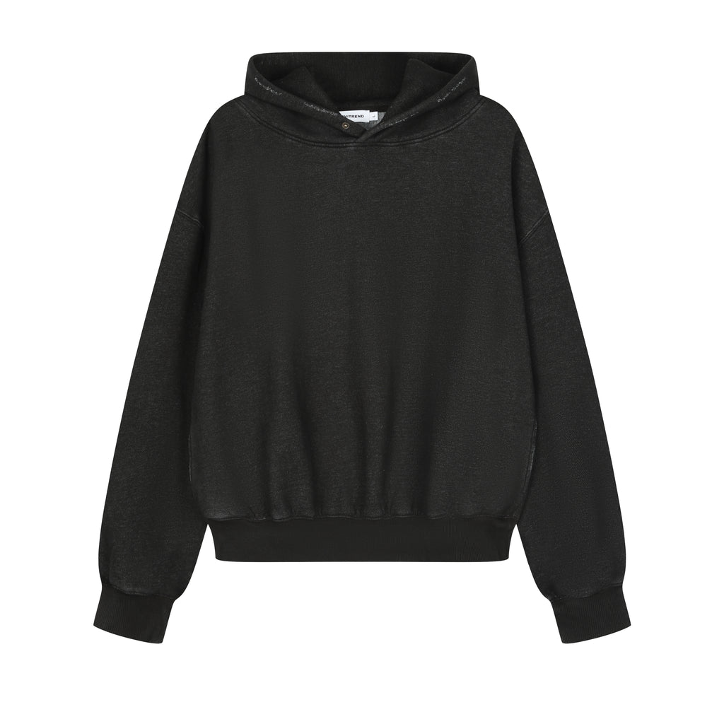 350G Black Fleece Solid Unisex Causal Hoodie