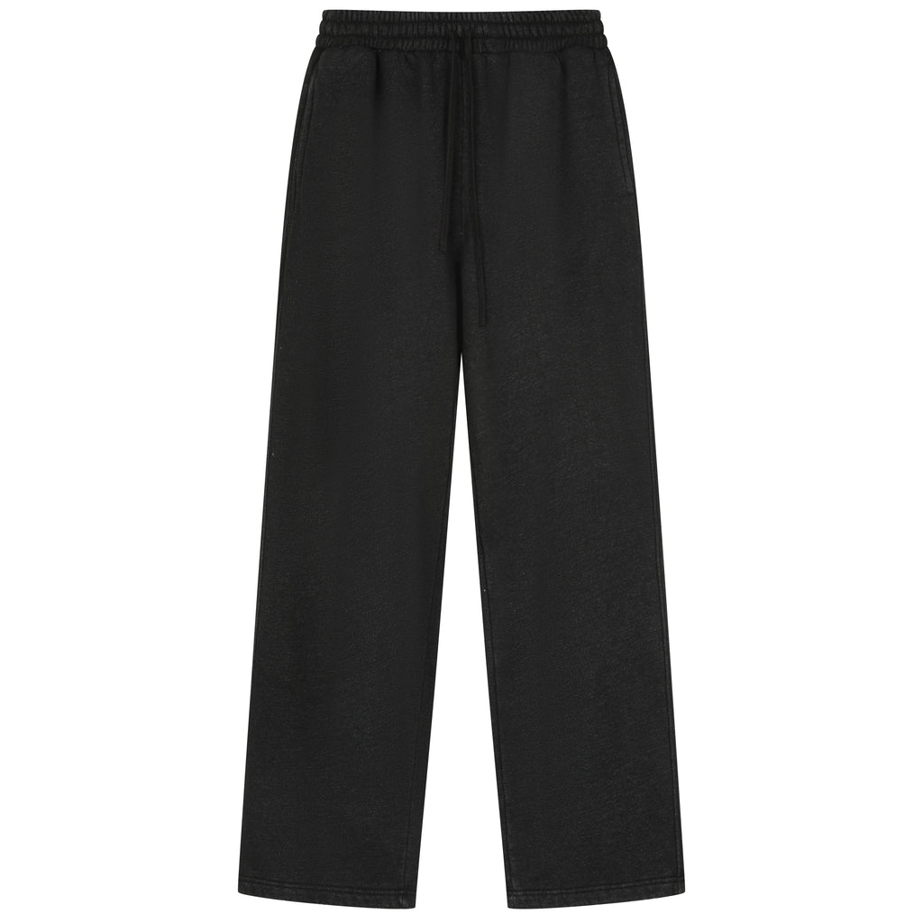 350G Black Flecee Casual Drawstring Long Sweatpants