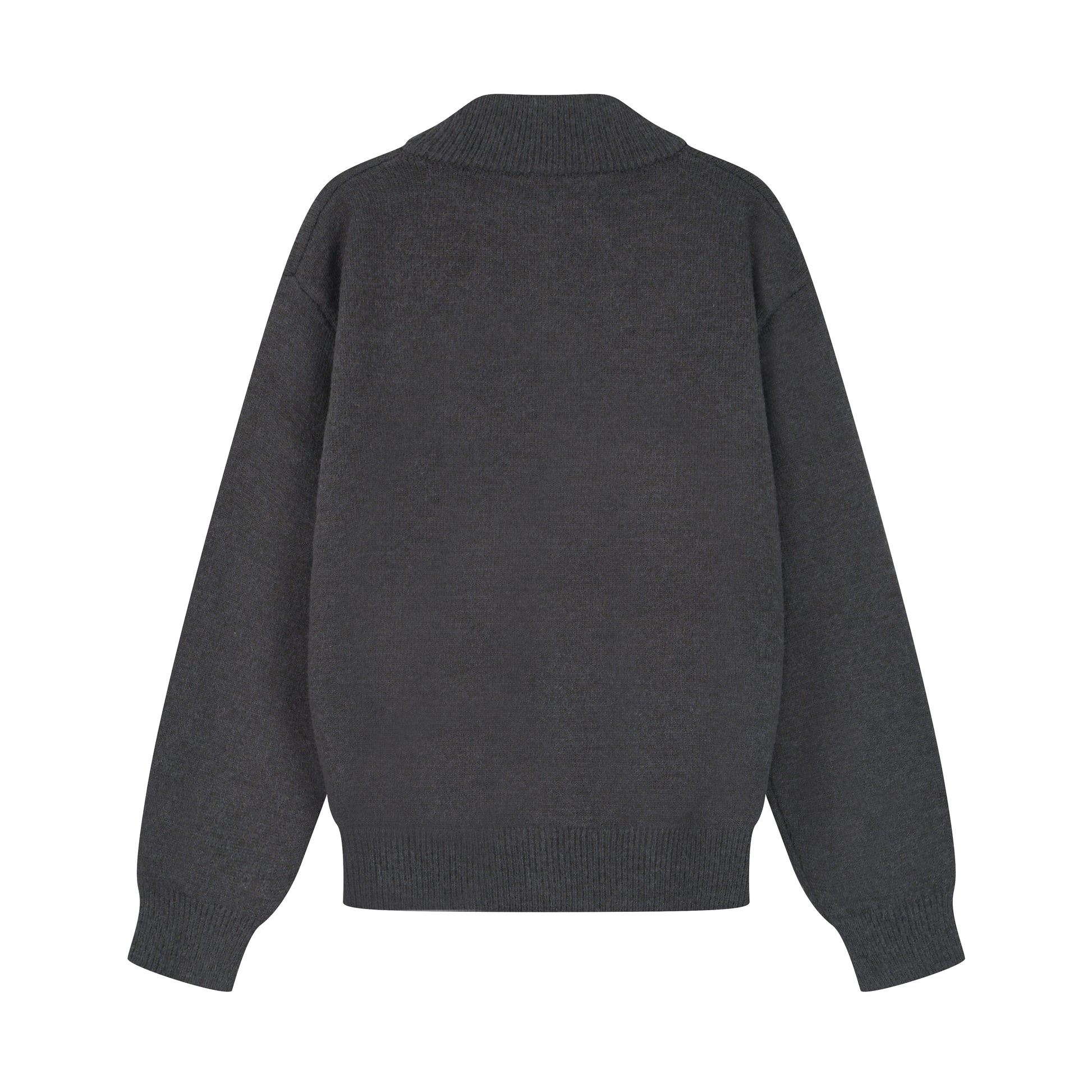 Navy Stand Collar Causal Double Zipper Cardigan Sweater