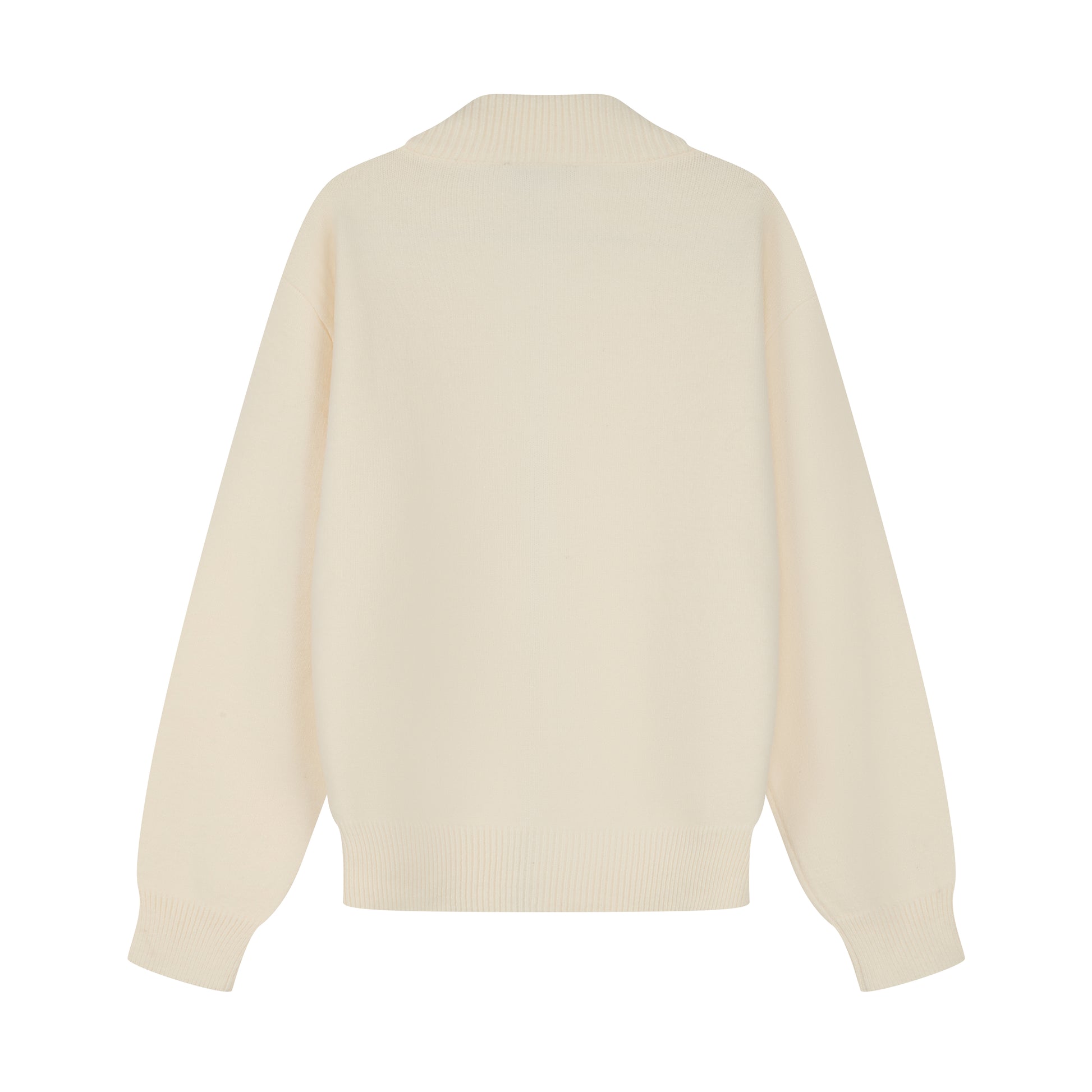 Off White Stand Collar Causal Cardigan Sweater
