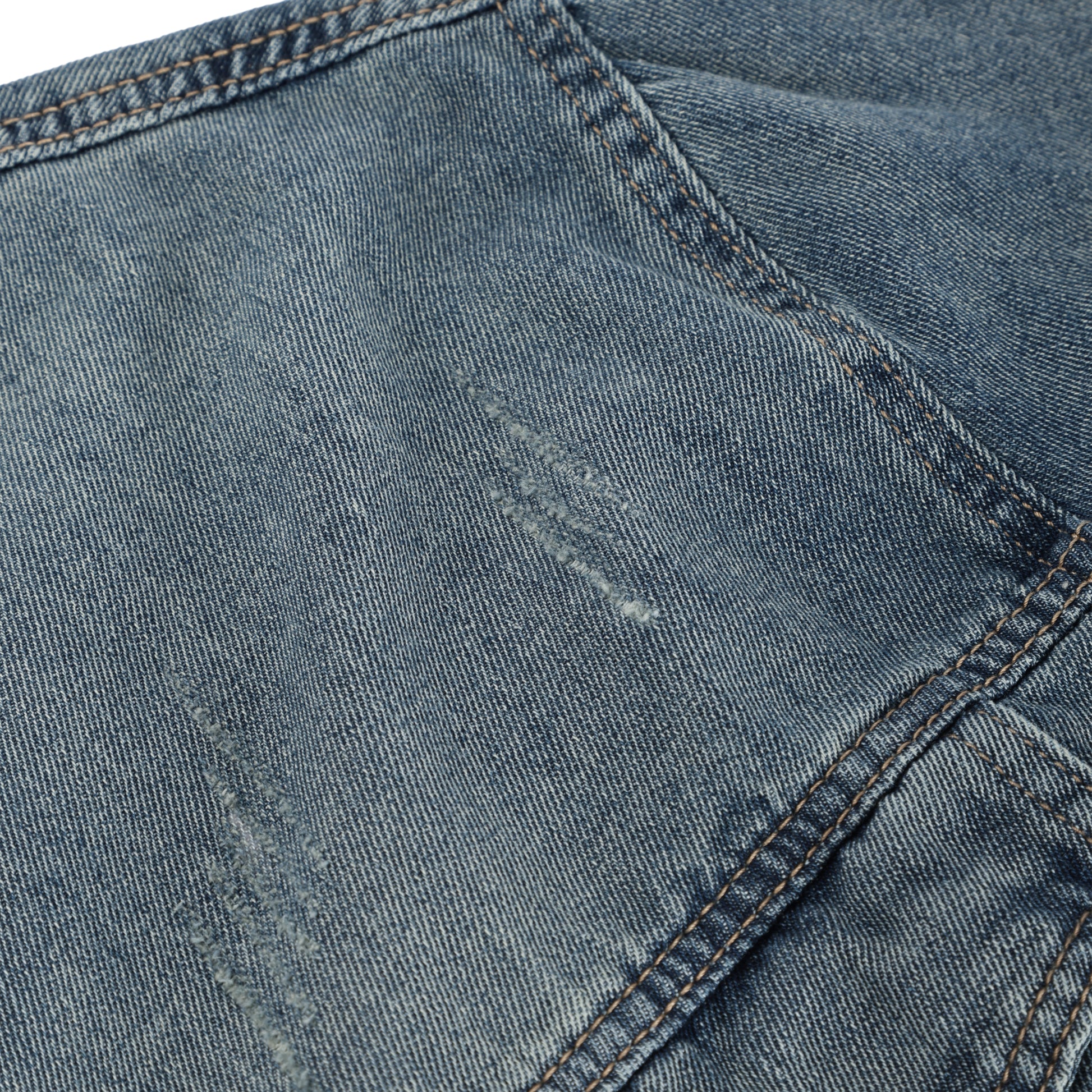 Denim Blue Hand Brush Short Sleeve Casual Shirt