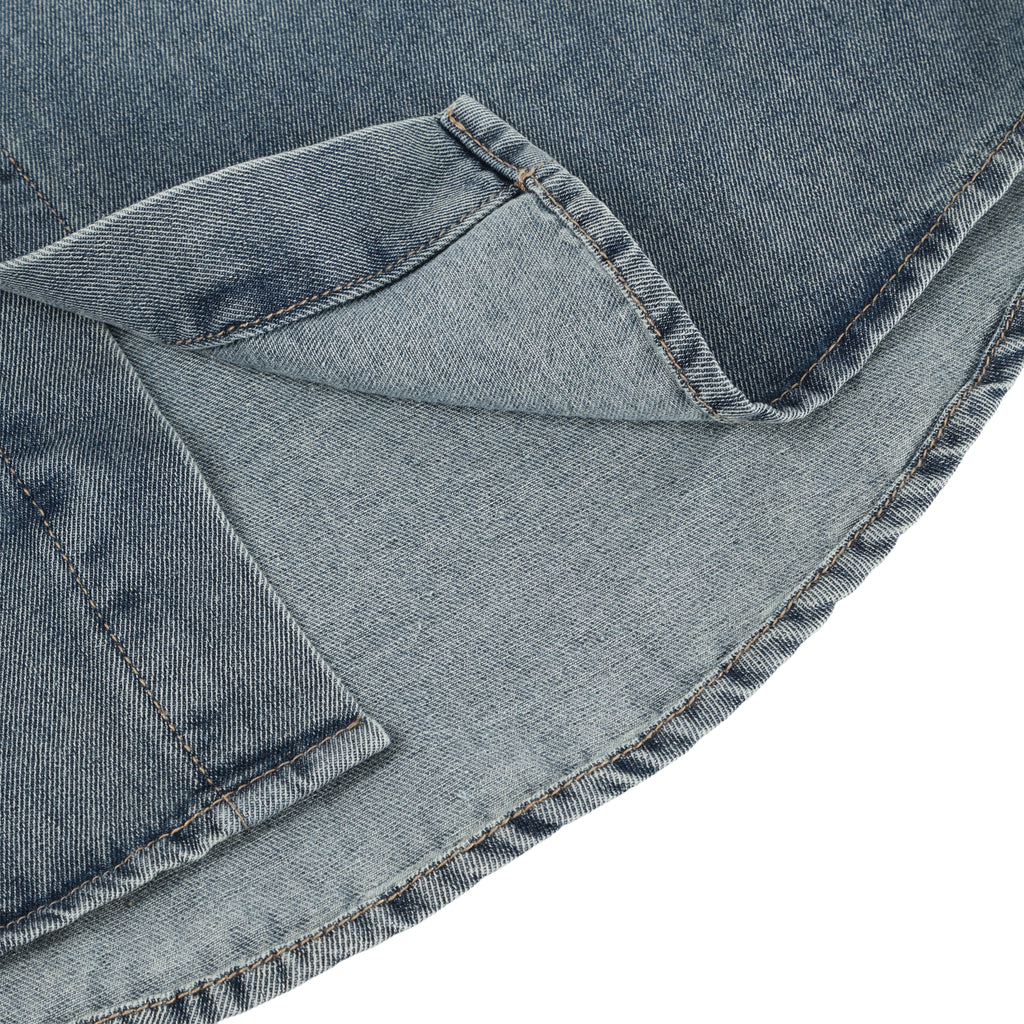 Denim Blue Hand Brush Short Sleeve Casual Shirt