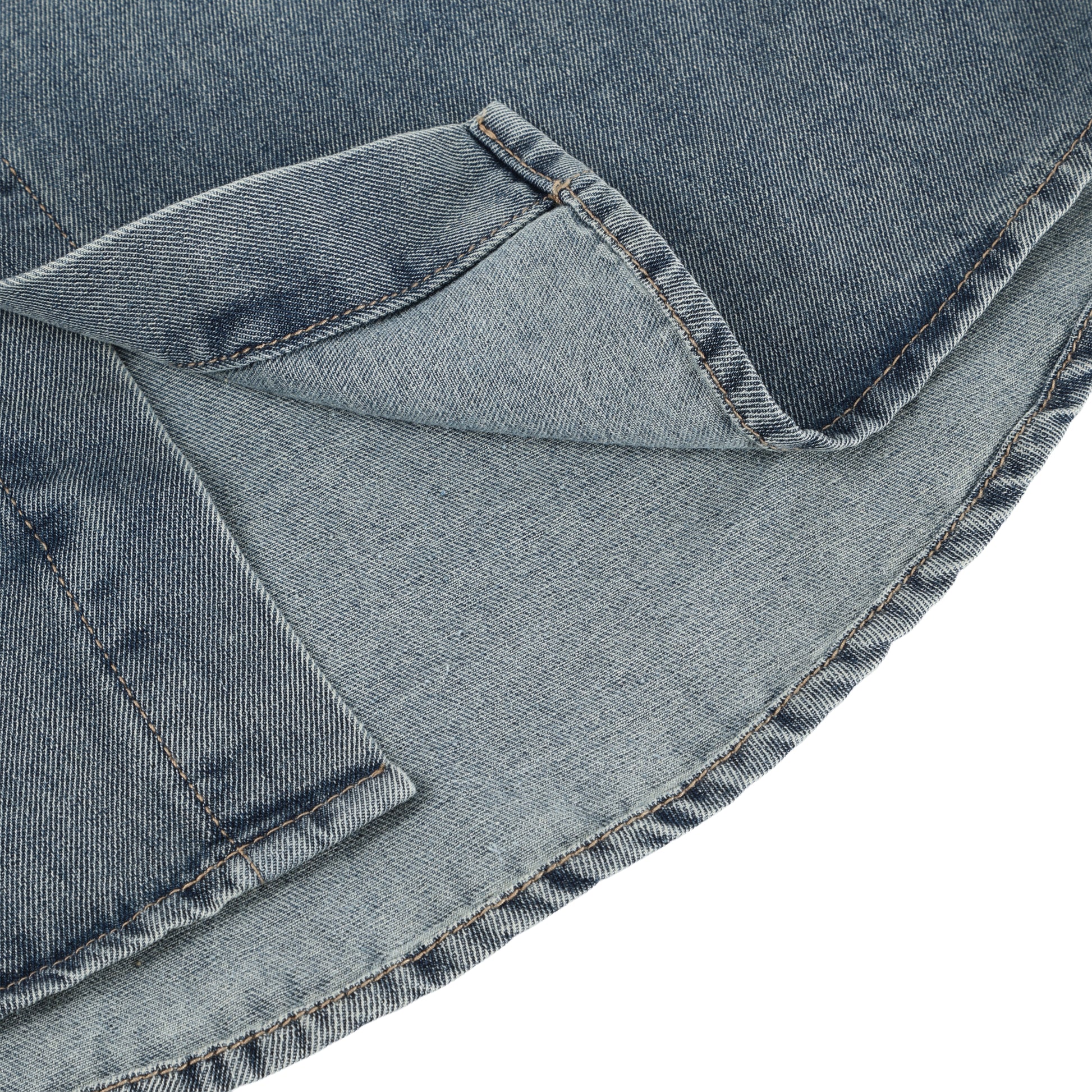 Denim Blue Hand Brush Short Sleeve Casual Shirt