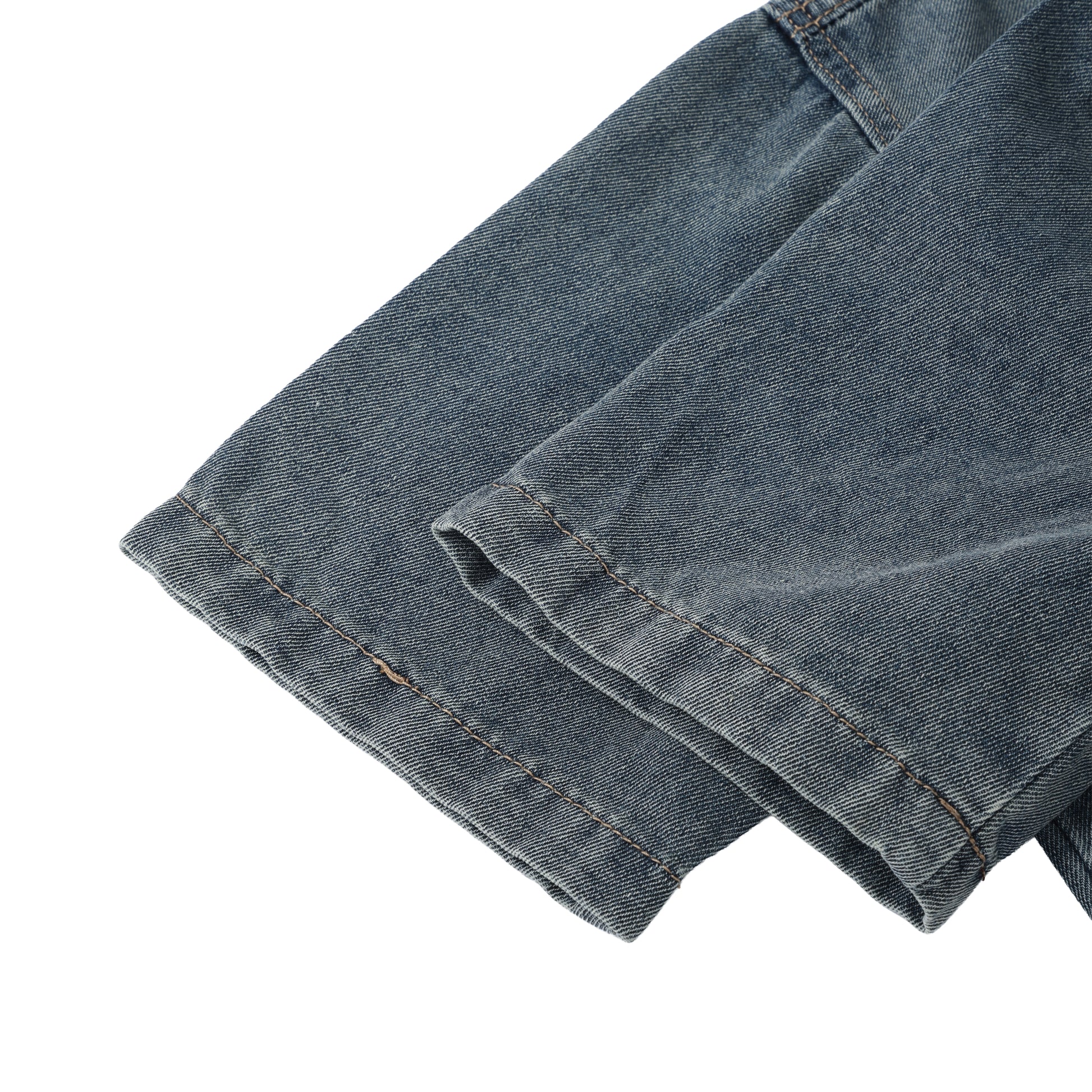 Denim Blue Hand Brush Short Sleeve Casual Shirt