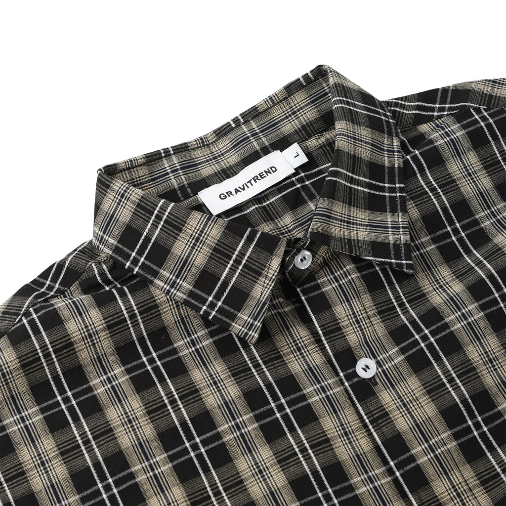 Street Yarn Dyed Gingham  Black Apricot Check Shirt