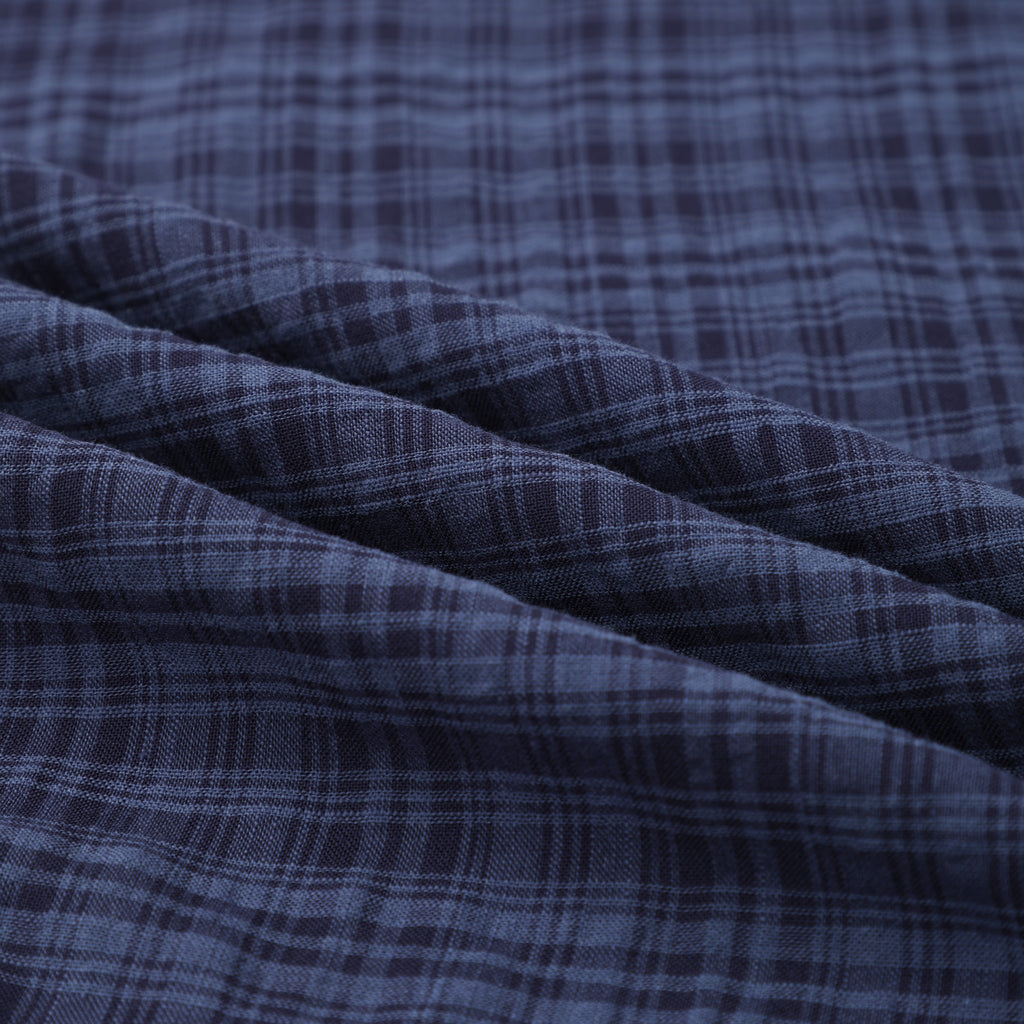 Navy Blue Small Check Short Sleeve Casual T Shirt