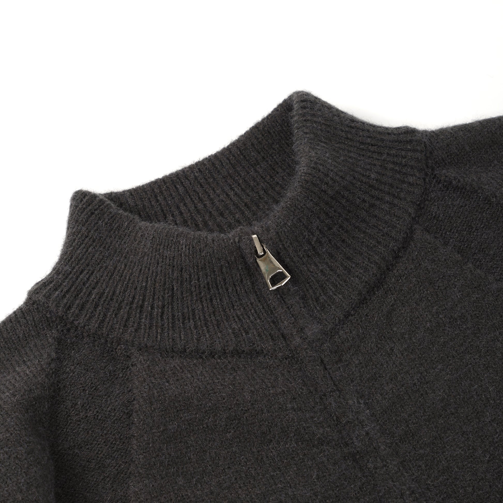 Navy Stand Collar Causal Double Zipper Cardigan Sweater