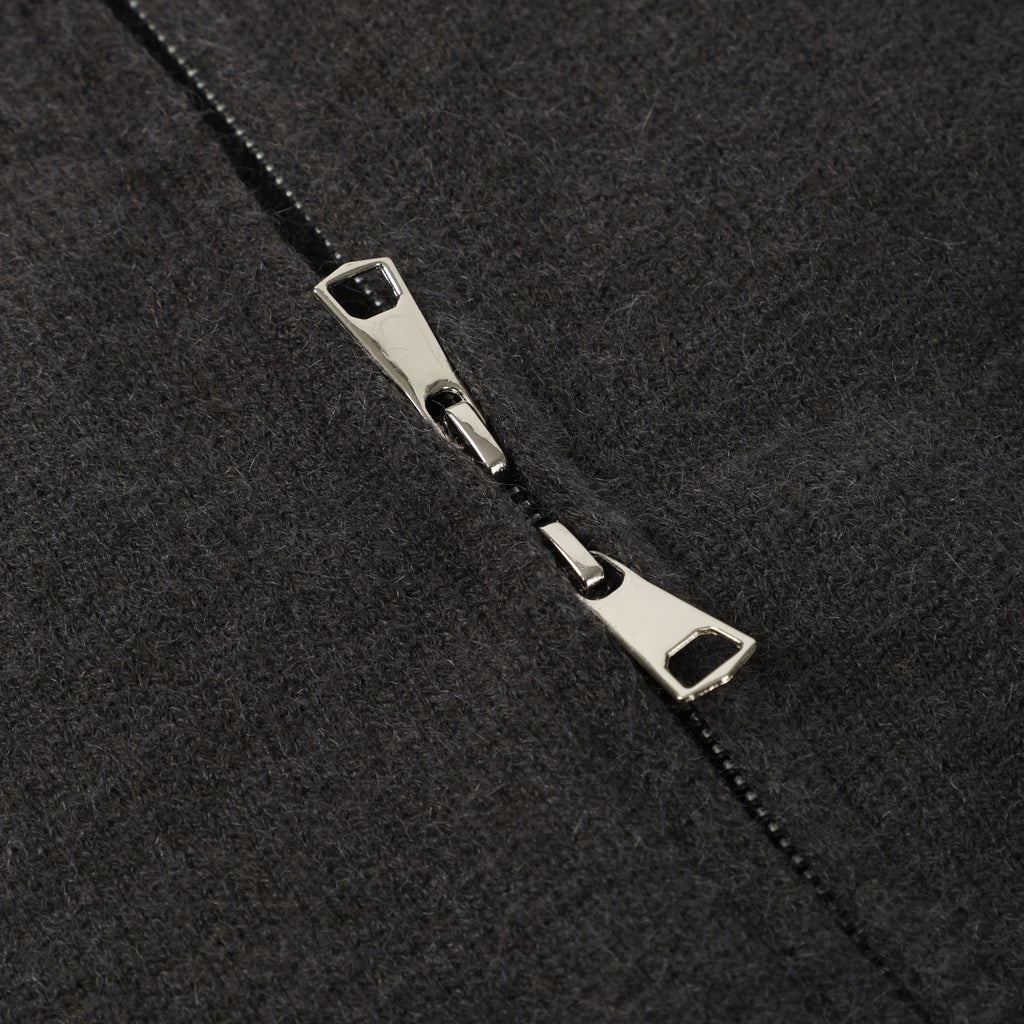 Navy Stand Collar Causal Double Zipper Cardigan Sweater