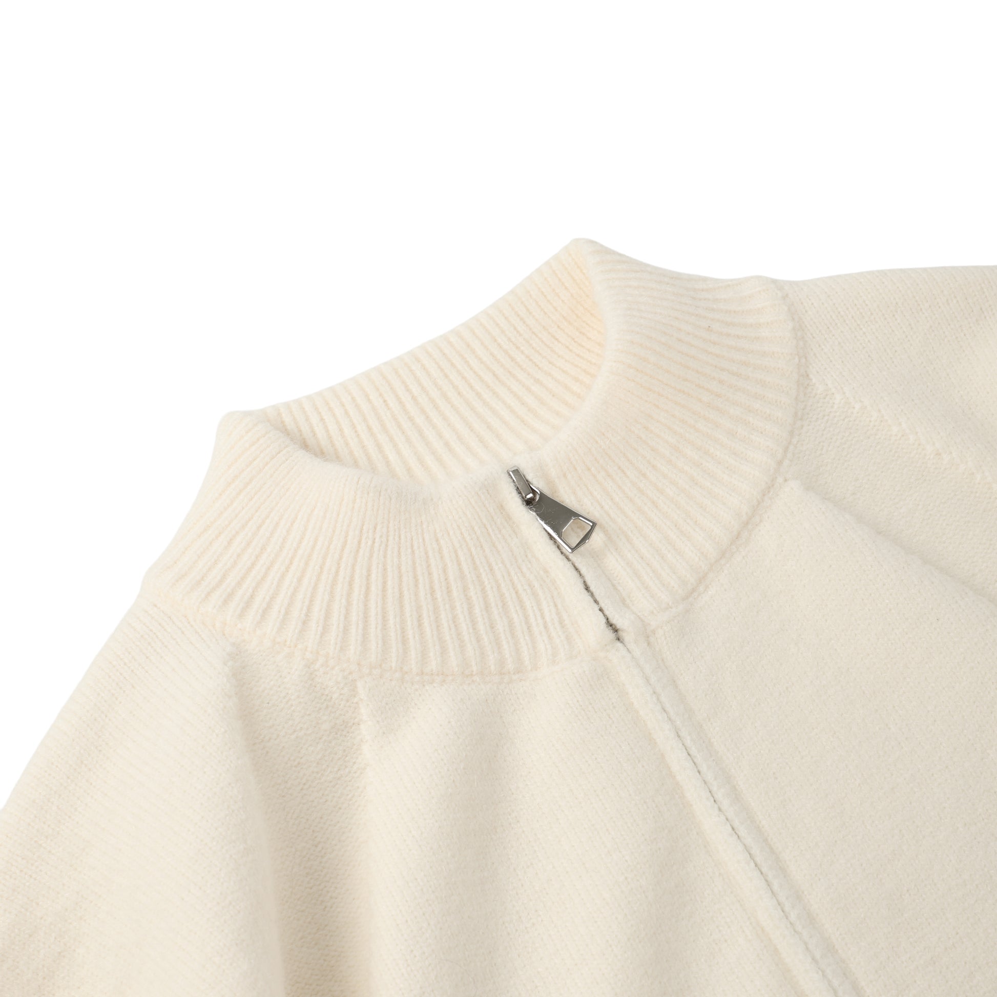 Off White Stand Collar Causal Cardigan Sweater