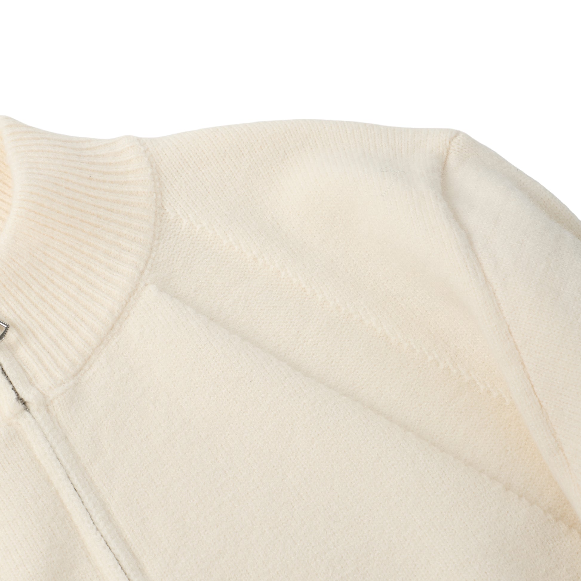 Off White Stand Collar Causal Cardigan Sweater