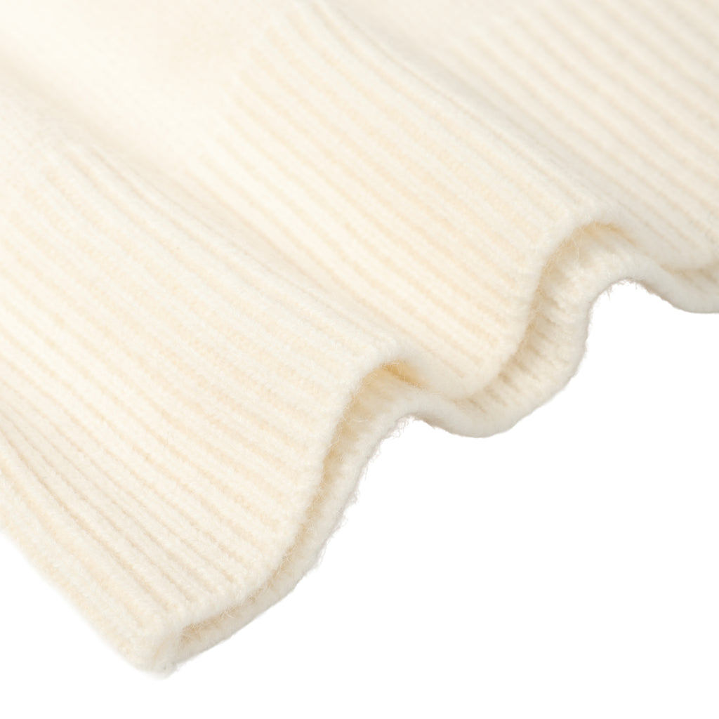 Off White Stand Collar Causal Cardigan Sweater