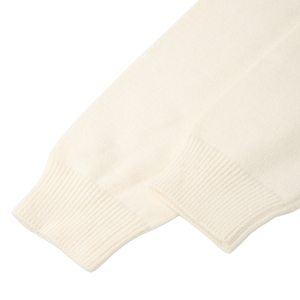 Off White Stand Collar Causal Cardigan Sweater
