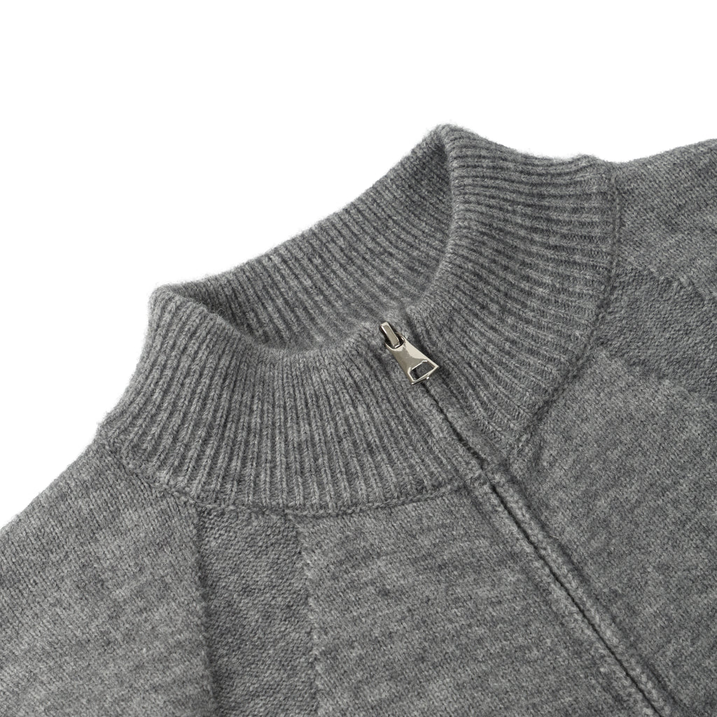 Dark Grey Stand Collar Causal Cardigan Sweater