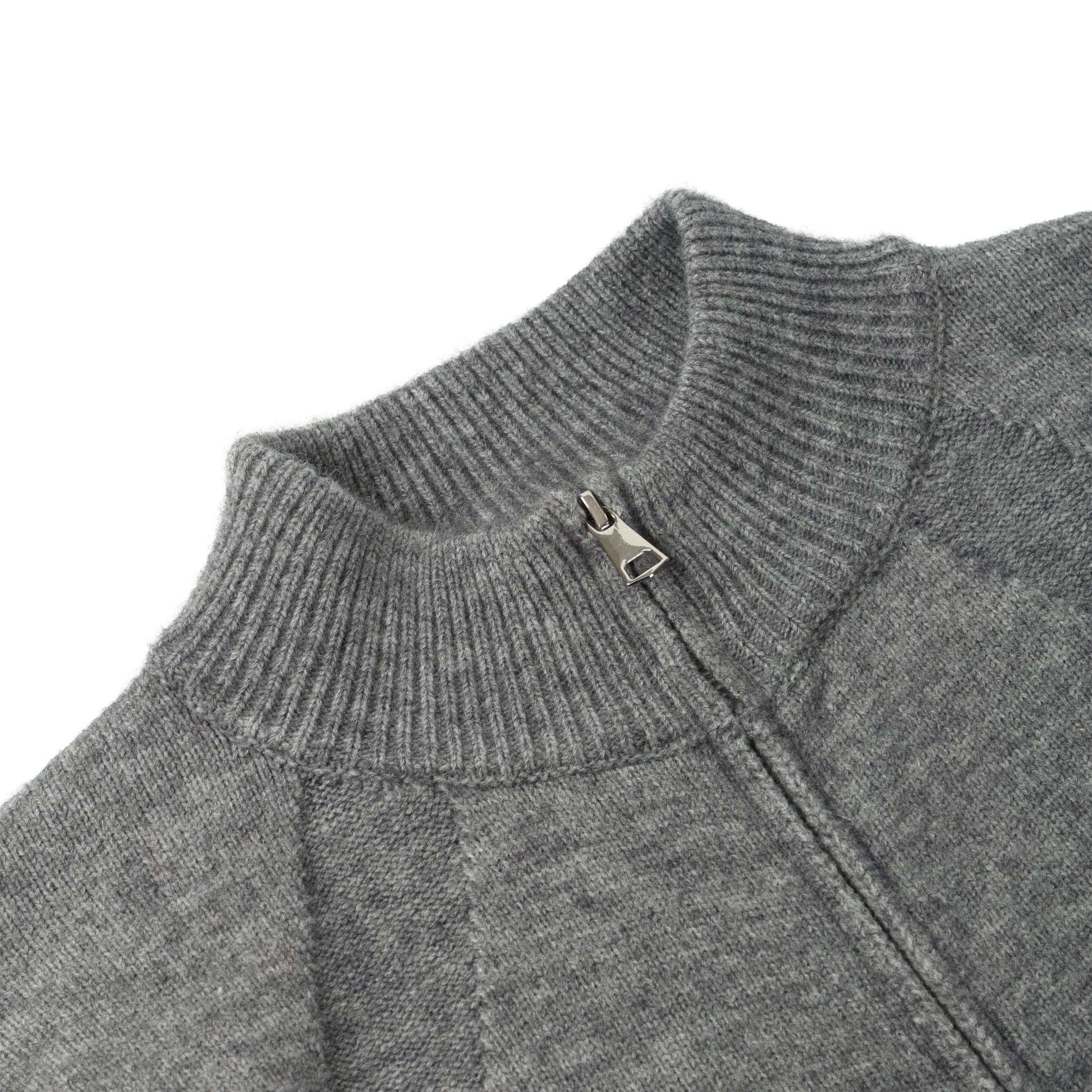 Dark Grey Stand Collar Causal Cardigan Sweater