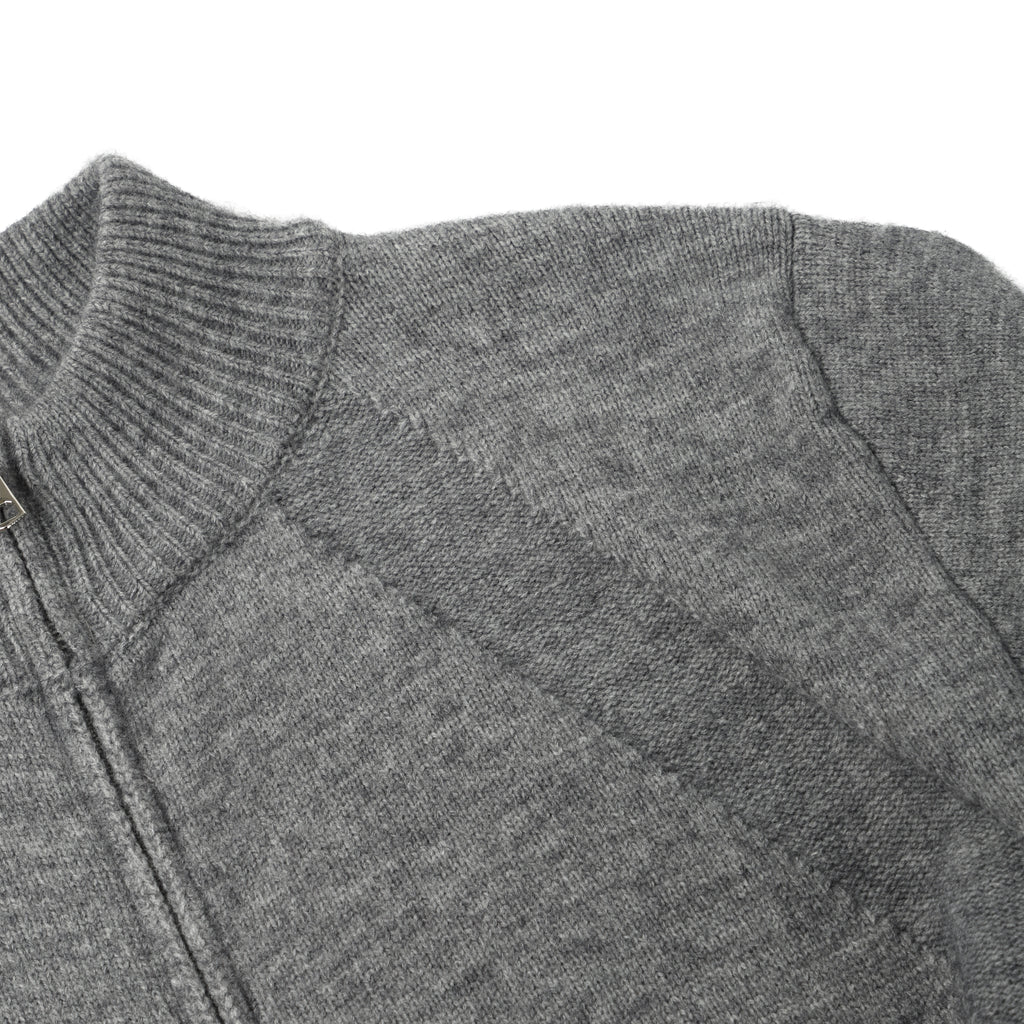 Dark Grey Stand Collar Causal Cardigan Sweater