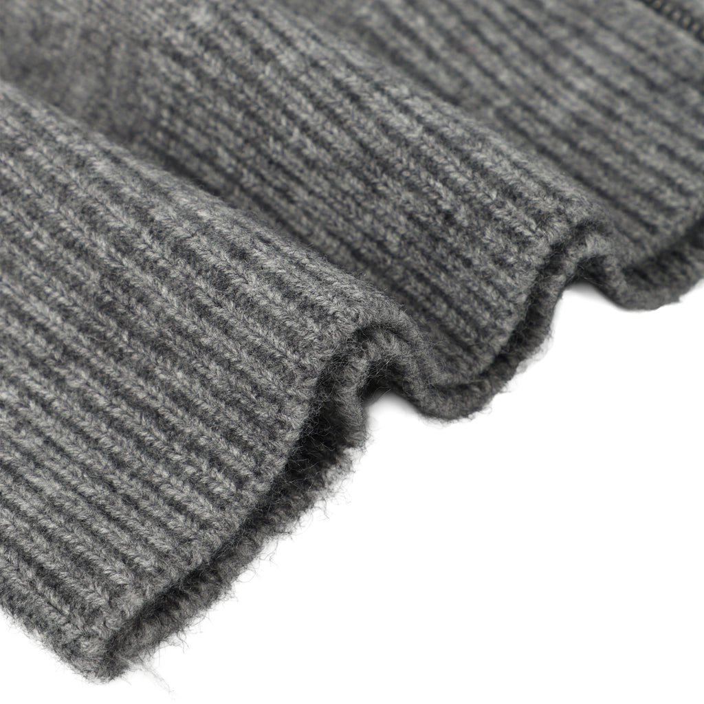 Dark Grey Stand Collar Causal Cardigan Sweater