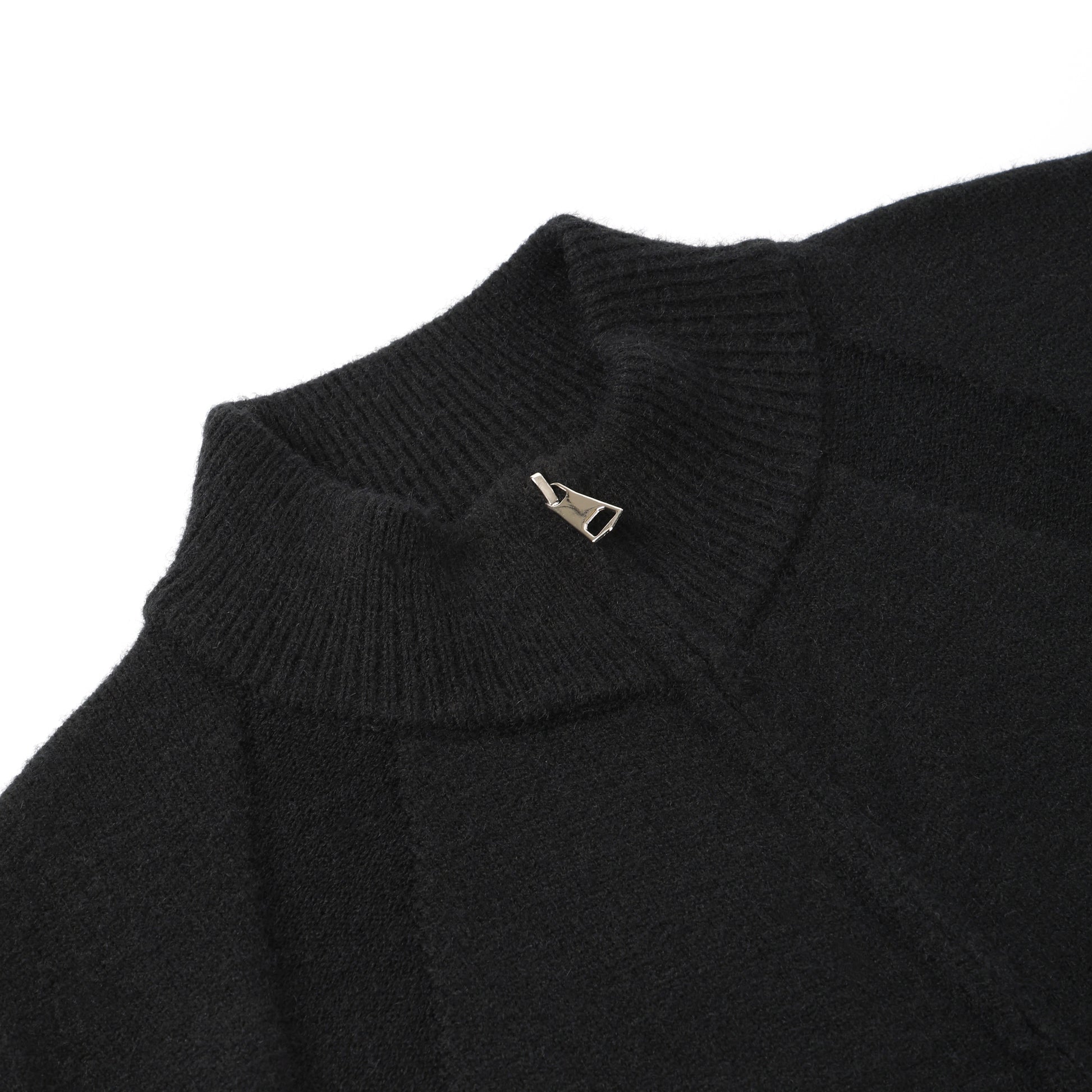 Black Stand Collar Causal Cardigan Sweater