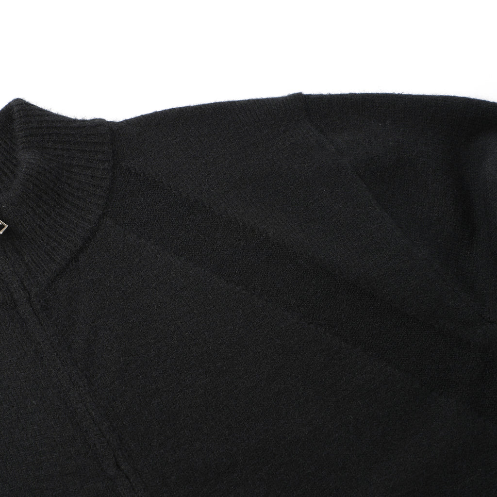 Black Stand Collar Causal Cardigan Sweater