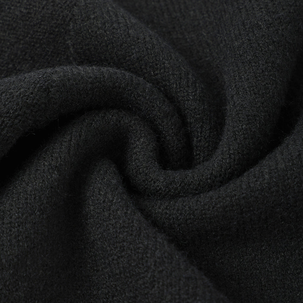 Black Stand Collar Causal Cardigan Sweater