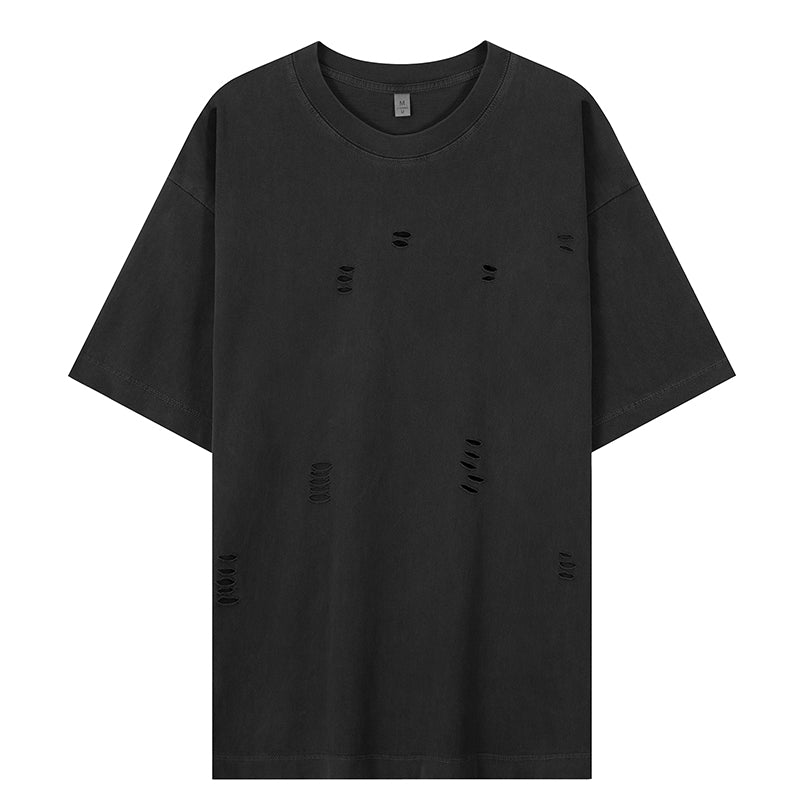 Summer Clubwear Broken Hole Design Black T Shirt
