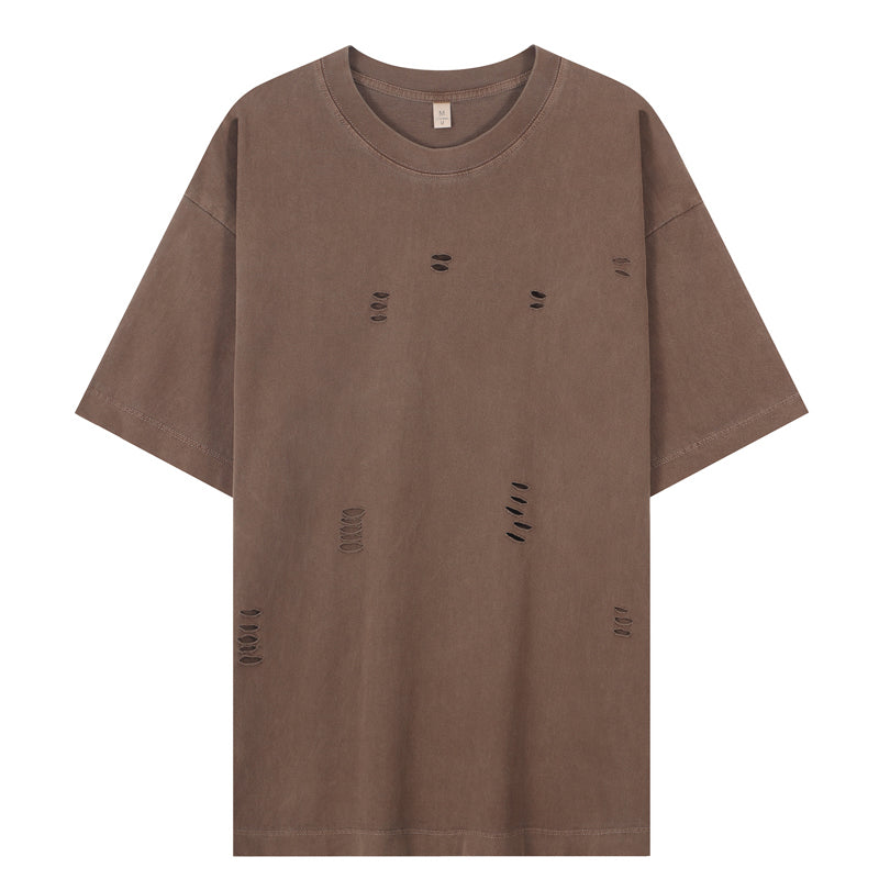 Summer Clubwear Broken Hole Design Coffe T Shirt