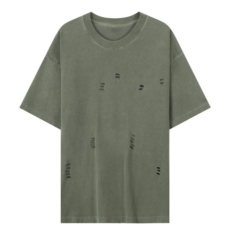 Summer Clubwear Broken Hole Design Sage Green T Shirt