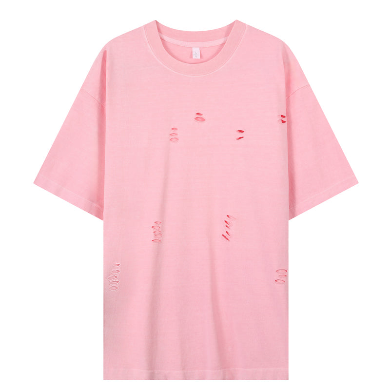 Summer Clubwear Broken Hole Design Pink T Shirt