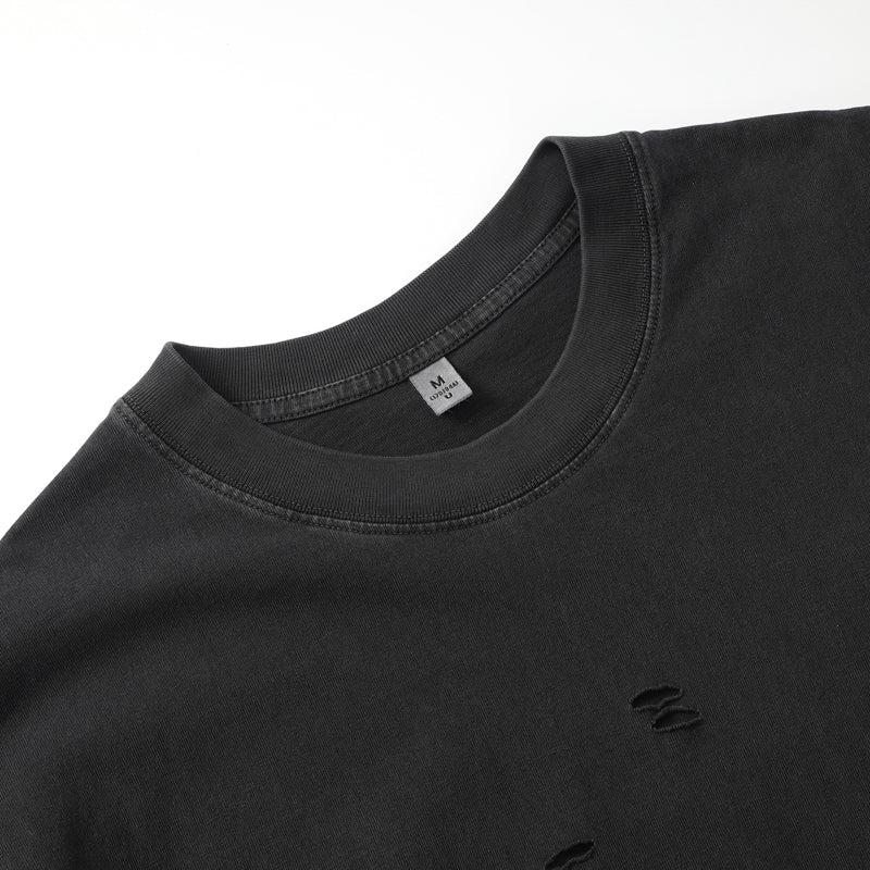 Summer Clubwear Broken Hole Design Black T Shirt