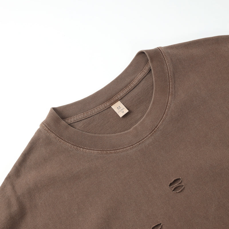Summer Clubwear Broken Hole Design Coffe T Shirt