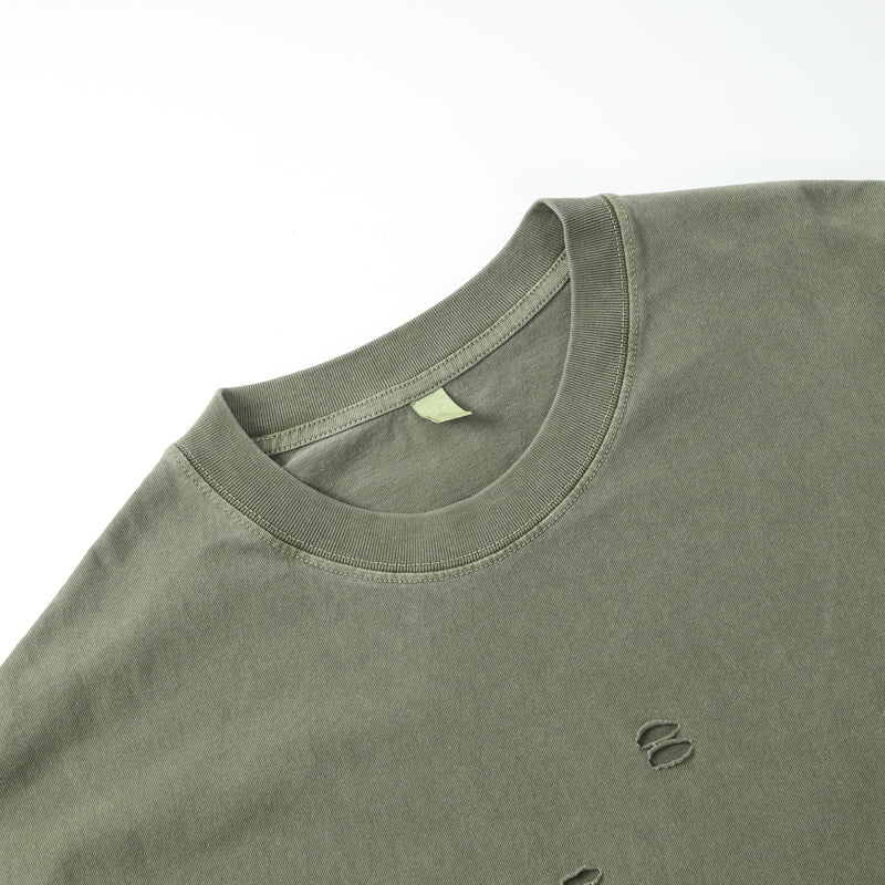 Summer Clubwear Broken Hole Design Sage Green T Shirt