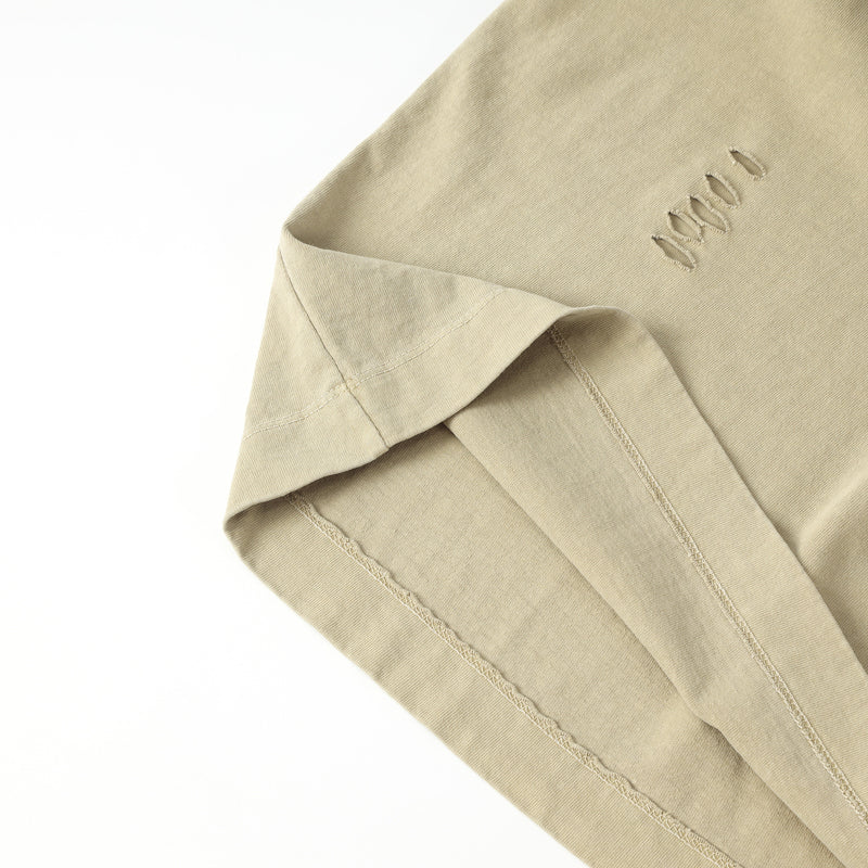 Summer Clubwear Broken Hole Design Khaki T Shirt