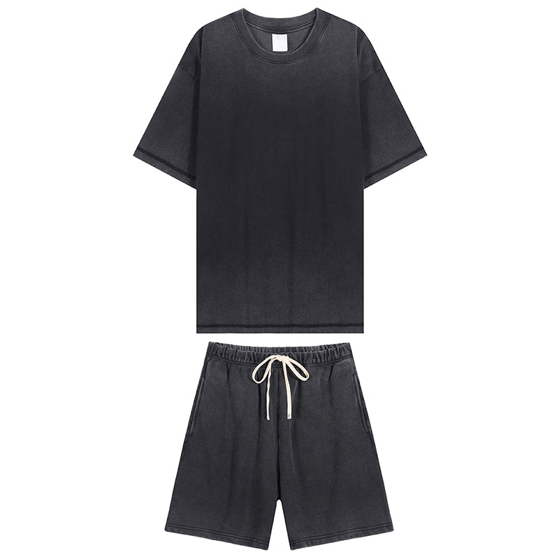 Summer Casual Set Women Men Short  Shirt Set