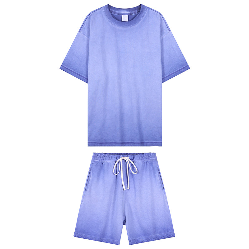 Summer Casual Set Women Men Short  Shirt Set